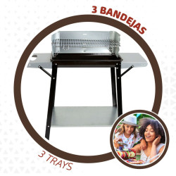 Barbacoa de Carbón con Ruedas Aktive Metal esmaltado 90 x 85 x 32 cm