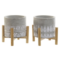 Vela DKD Home Decor Gris Madera Marrón Cemento Aluminio Cera (10 x 10