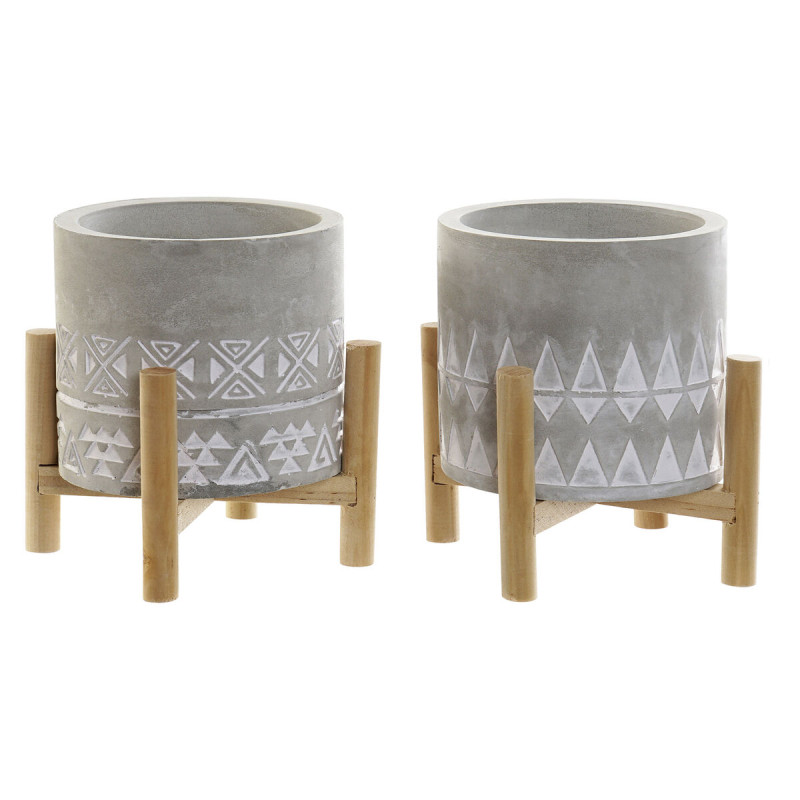Vela DKD Home Decor Gris Madera Marrón Cemento Aluminio Cera (10 x 10