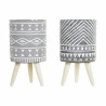 Macetero DKD Home Decor Gris Cemento Blanco Pino Boho (14,3 x 14,3 x 2