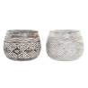 Macetero DKD Home Decor Marrón Blanco (2 Unidades) (22 x 22 x 16 cm)