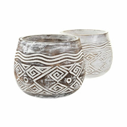Macetero DKD Home Decor Marrón Blanco (2 Unidades) (22 x 22 x 16 cm)