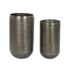 Set de Maceteros Home ESPRIT Dorado Plateado Aluminio 34,5 x 36 x 63 c