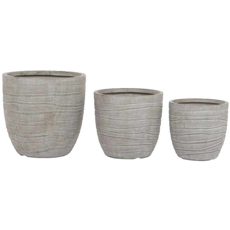 Set de Maceteros Home ESPRIT Beige Fibra de Vidrio Magnesio 45 x 45 x