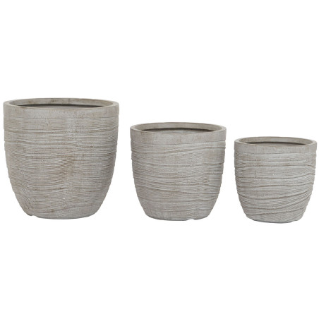 Set de Maceteros Home ESPRIT Beige Fibra de Vidrio Magnesio 45 x 45 x