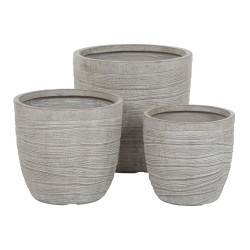 Set de Maceteros Home ESPRIT Beige Fibra de Vidrio Magnesio 45 x 45 x