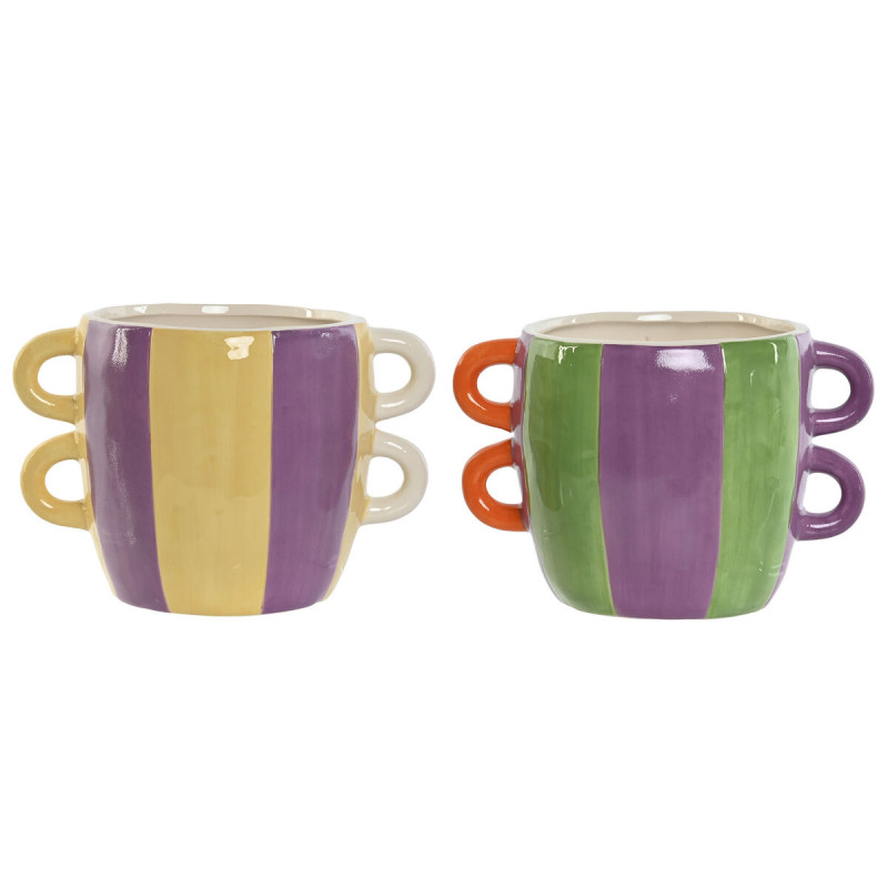 Macetero Home ESPRIT Multicolor Dolomita 22,5 X 16 X 15 cm (2 Unidades