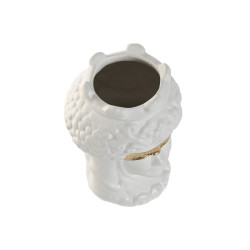 Macetero Home ESPRIT Blanco Dorado Porcelana 10 x 10 x 14 cm (2 Unidad