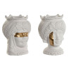 Macetero Home ESPRIT Blanco Dorado Porcelana 15 x 15 x 26.5 cm (2 Unid