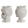 Macetero Home ESPRIT Blanco Dorado Porcelana 15 x 15 x 26.5 cm (2 Unid