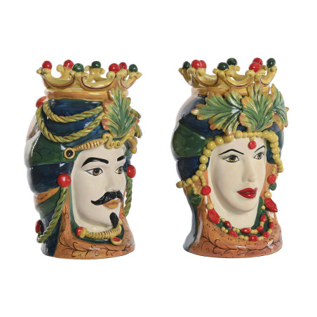 Macetero Home ESPRIT Verde Multicolor Porcelana 20 x 20 x 29 cm (2 Uni