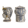 Macetero Home ESPRIT Azul Blanco Dorado Porcelana 15 x 15 x 26 cm (2 U