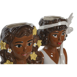 Macetero Home ESPRIT Blanco Verde Cerámica Urbano