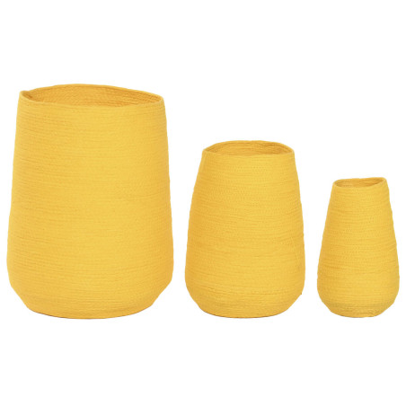 Macetero Home ESPRIT Amarillo Fibra Urbano 30 x 30 x 60 cm (3 Piezas)
