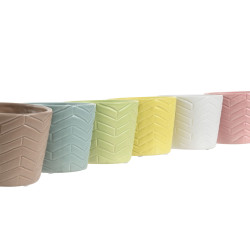 Macetero Home ESPRIT Amarillo Azul Verde Rosa Dolomita 12 x 12 x 10 cm