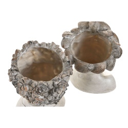 Macetero Home ESPRIT Gris Resina Cara Shabby Chic 18 x 15 x 23 cm (2 U