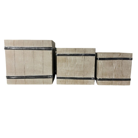 Macetero Home ESPRIT Marrón Magnesio Cottage 44 x 44 x 43 cm (3 Pieza