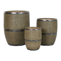 Macetero Home ESPRIT Marrón Magnesio Cottage 47 x 47 x 61 cm (3 Pieza