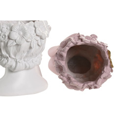 Macetero Home ESPRIT Blanco Verde Rosa Dorado Resina Urbano 16,5 X 16,