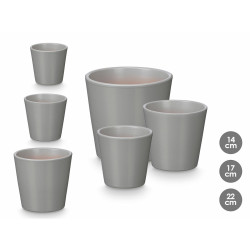 Set de Macetas Ibergarden Gris Arcilla Ø 14 cm Ø 22 cm Ø 17 cm 3 Pi