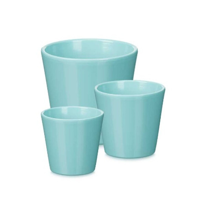 Set de Macetas Ibergarden Turquesa Arcilla Ø 14 cm Ø 22 cm Ø 17 cm