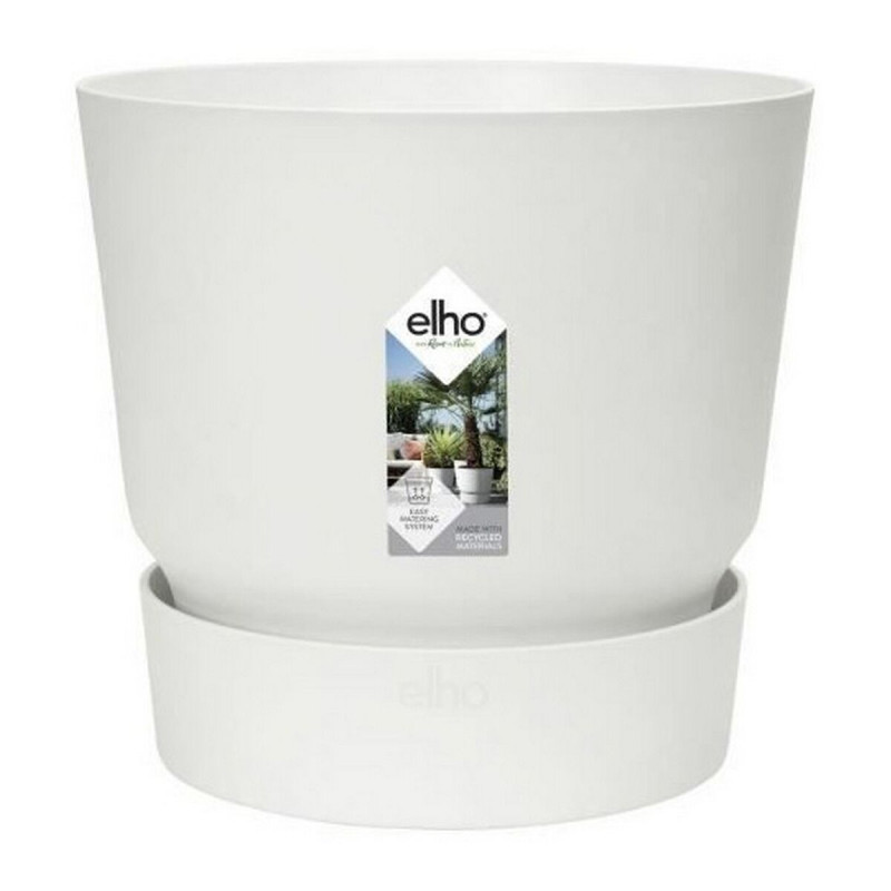 Macetero con Plato Elho Greenville Ø 39 x 36,8 cm Redondo Blanco Plá