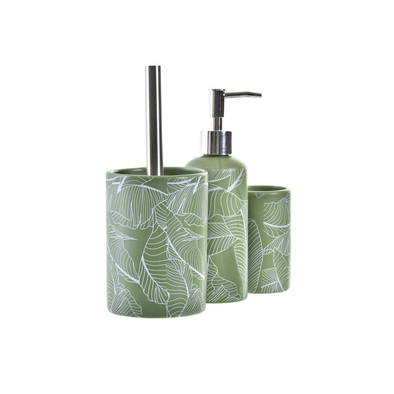 Set de Baño DKD Home Decor Verde Plateado Polipropileno Dolomita Trop
