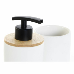 Set de Baño DKD Home Decor Blanco Blanco/Negro Metal Bambú Gres Esca