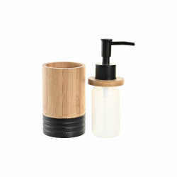 Dispensador de Jabón DKD Home Decor Negro Natural Bambú Polipropilen