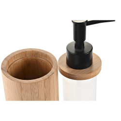 Dispensador de Jabón DKD Home Decor Negro Natural Bambú Polipropilen