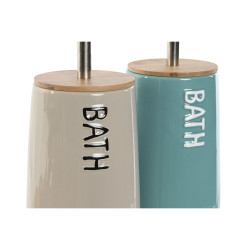 Escobilla para el Baño Home ESPRIT Beige Turquesa Bambú Acero Inoxid
