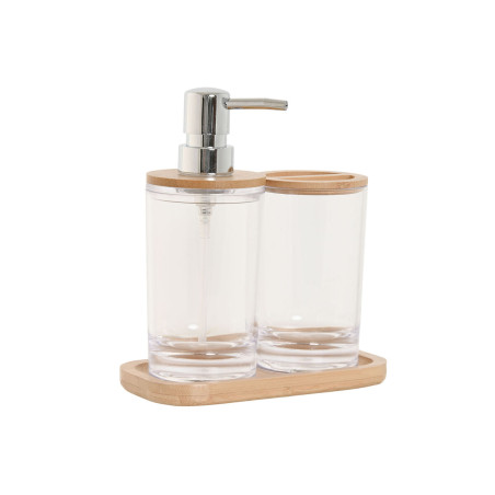 Set de Baño Home ESPRIT Transparente Natural Bambú Aluminio Poliesti