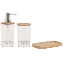 Set de Baño Home ESPRIT Transparente Natural Bambú Aluminio Poliesti