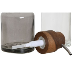 Set de Baño Home ESPRIT Gris Transparente Aluminio Cristal Madera de