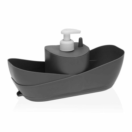 Dispensador de Jabón 2 en 1 para Fregadero Versa Gris Polipropileno (