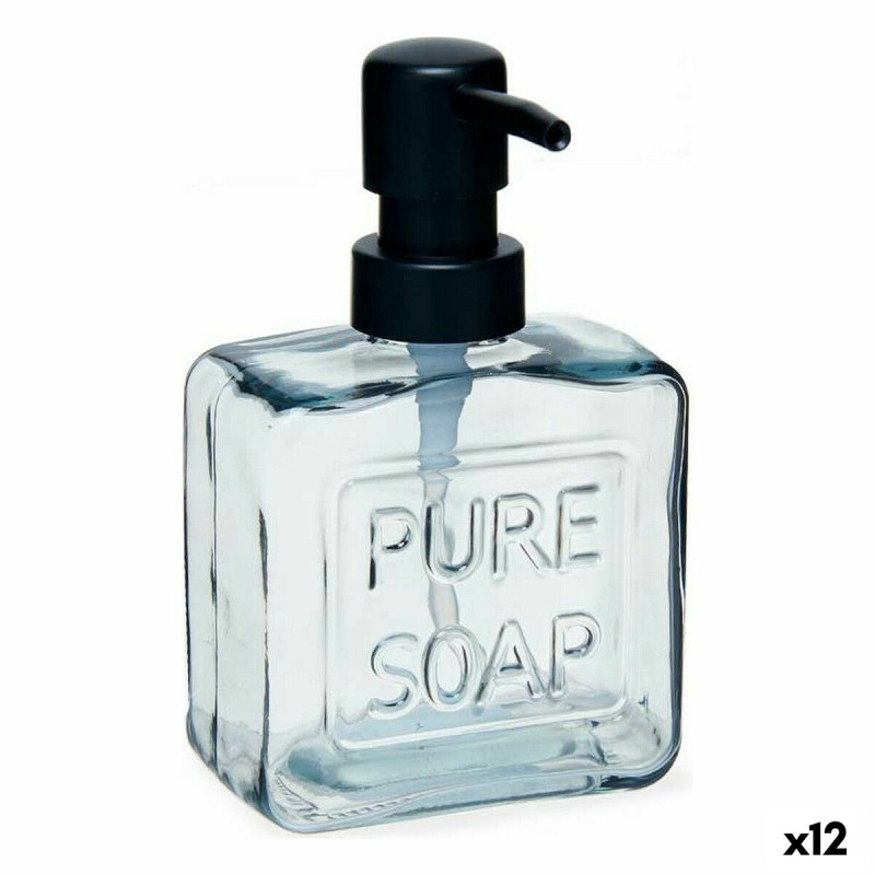 Dispensador de Jabón Pure Soap 250 ml Cristal Negro Plástico (12 Uni