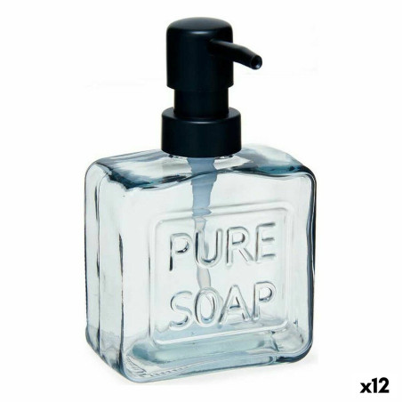 Dispensador de Jabón Pure Soap 250 ml Cristal Negro Plástico (12 Uni