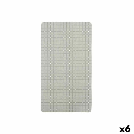 Alfombrilla Antideslizante para Ducha Cuadros Gris PVC 67,7 x 38,5 x 0