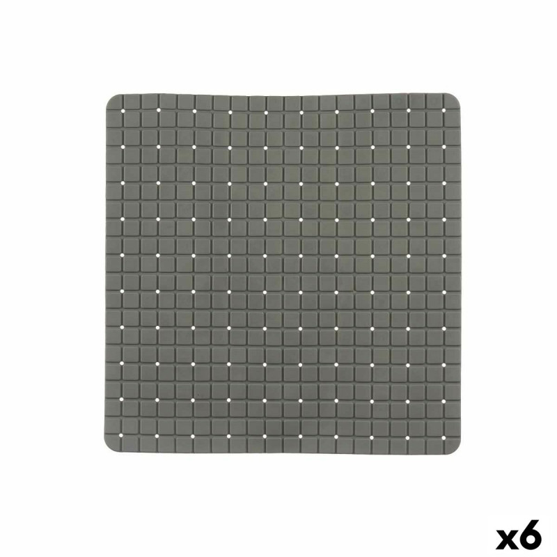 Alfombrilla Antideslizante para Ducha Cuadros Gris PVC 50,3 x 50,3 x 0