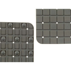 Alfombrilla Antideslizante para Ducha Cuadros Gris PVC 50,3 x 50,3 x 0