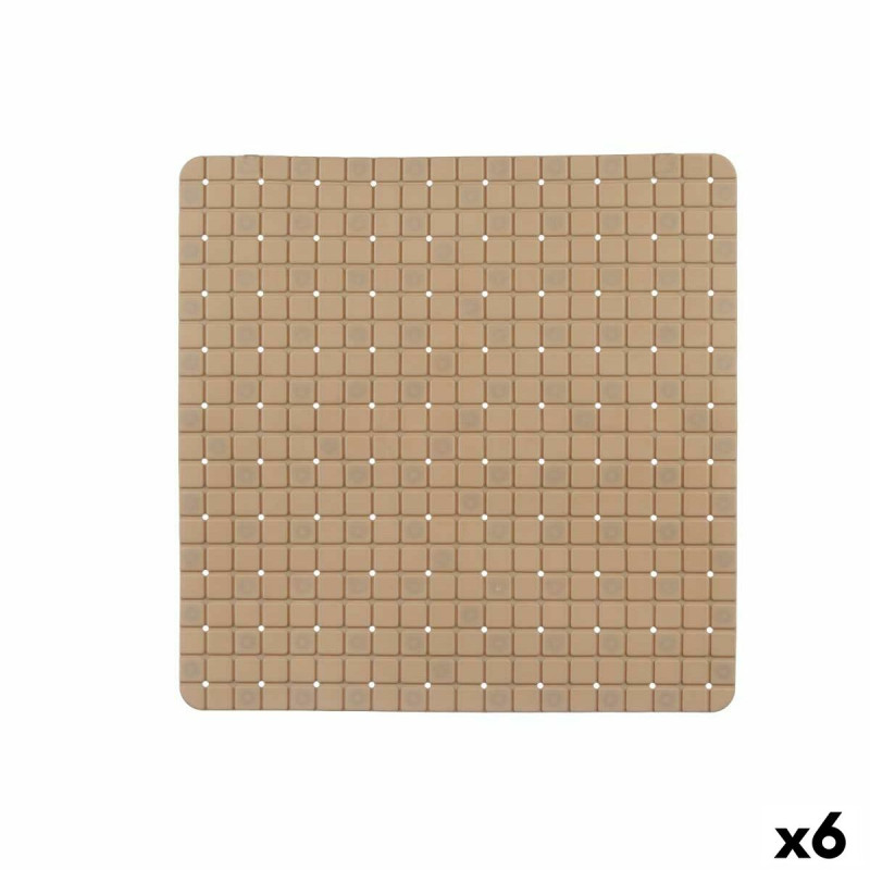 Alfombrilla Antideslizante para Ducha Cuadros Beige PVC 50,3 x 50,3 x