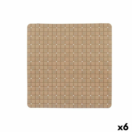 Alfombrilla Antideslizante para Ducha Cuadros Beige PVC 50,3 x 50,3 x