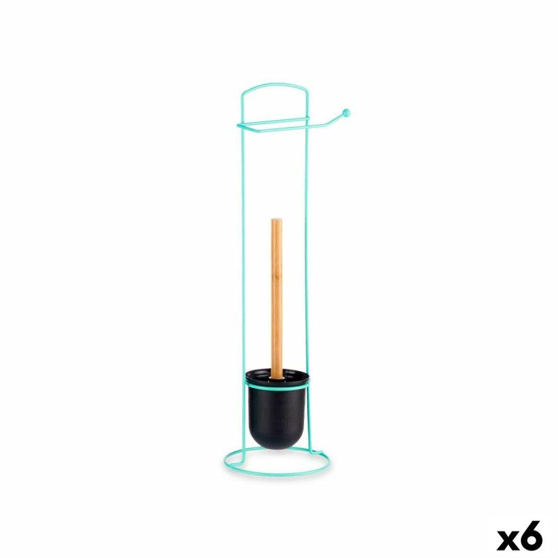 Portarrollos de Papel Higiénico Menta Metal Bambú 17 x 57 x 16,5 cm