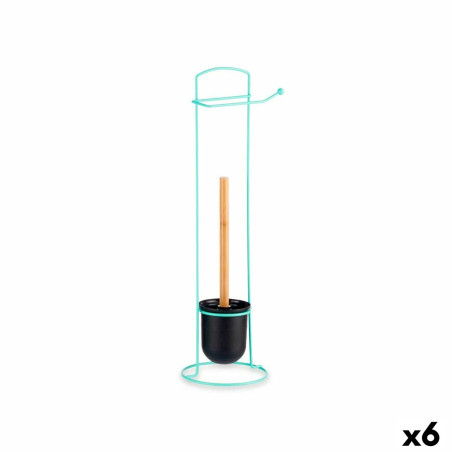 Portarrollos de Papel Higiénico Menta Metal Bambú 17 x 57 x 16,5 cm