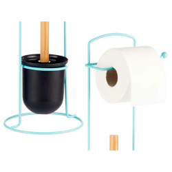 Portarrollos de Papel Higiénico Azul Metal Bambú 17 x 57 x 16,5 cm (