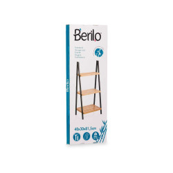 Estantería de Baño Negro Natural Bambú Madera de pino 40,3 x 81,5 x