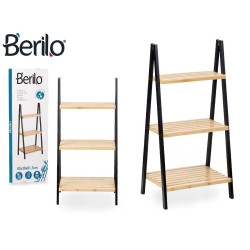 Estantería de Baño Negro Natural Bambú Madera de pino 40,3 x 81,5 x