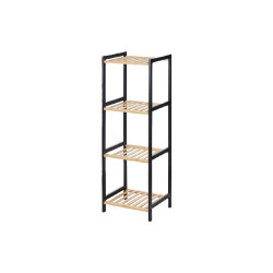 Estantería de Baño 35 x 30 x 100 cm Negro Natural Bambú Madera de p