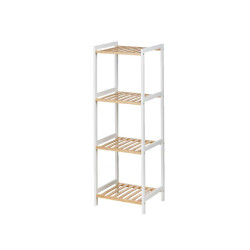 Estantería de Baño 35 x 30 x 100 cm Blanco Natural Bambú Madera de