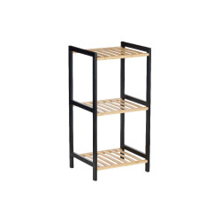 Estantería de Baño 35 x 30 x 70 cm Negro Natural Bambú Madera de pi